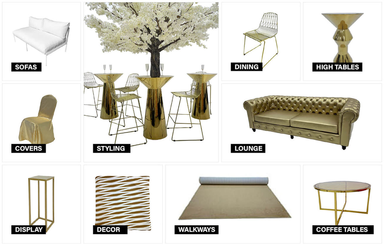White and Gold Furniture for Rental in UAE and Saudi