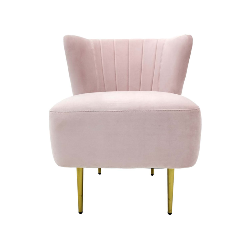 F-AC103-LP Ella accent chair in light pink velvet with gold legs