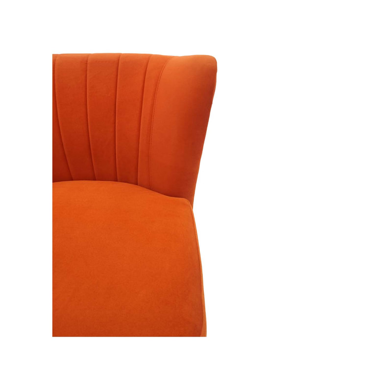 F-AC103-PO Ella accent chair in pumpkin orange velvet with gold legs