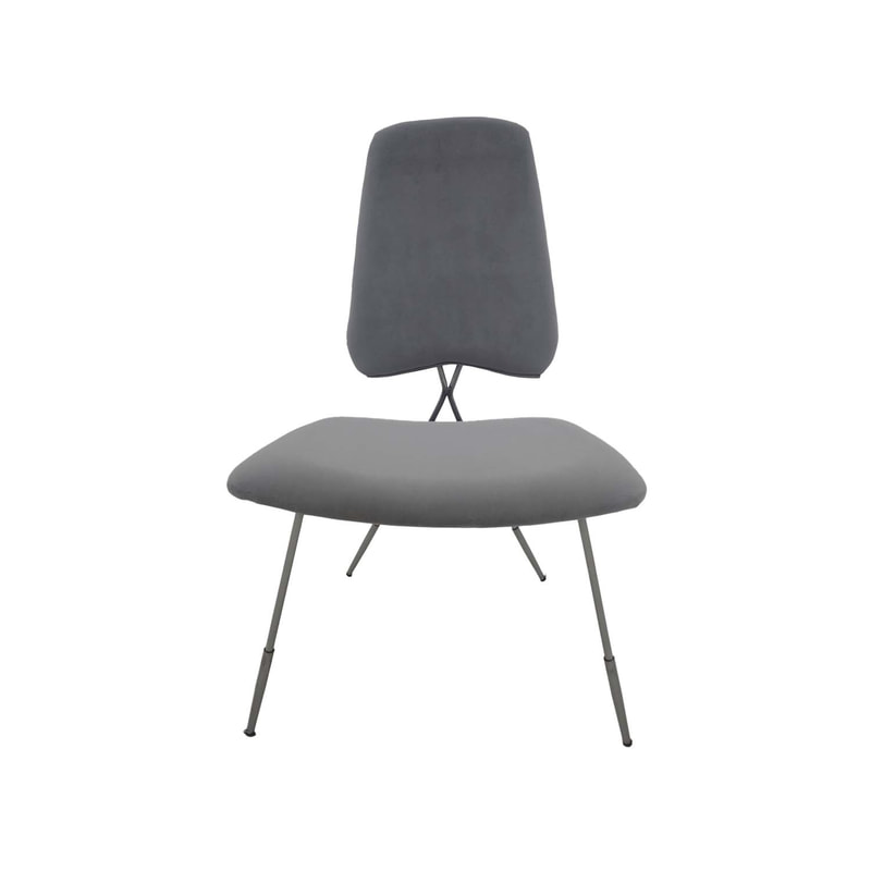 F-AC108-SI Ziggy accent chair in silver grey velvet with silver frame