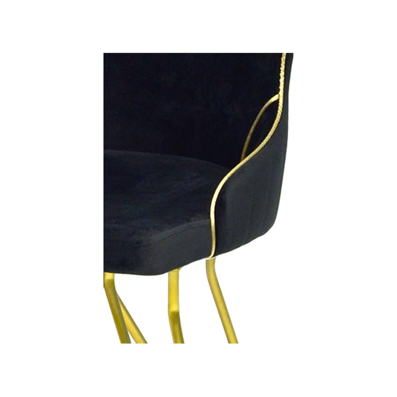 F-AC149-BL Adele accent chair in black velvet with gold swivel base