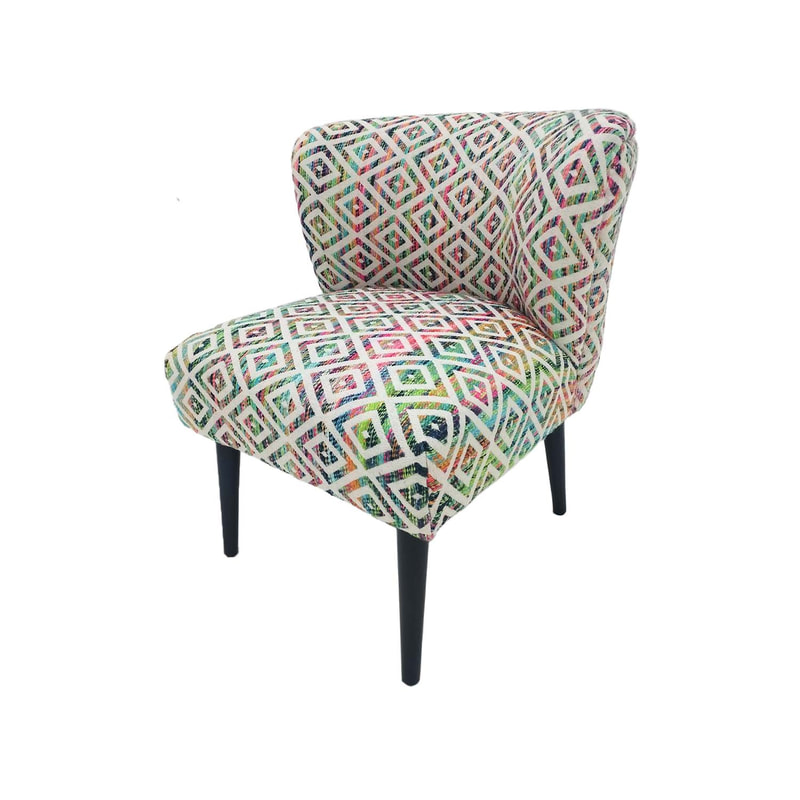 F-AC173-MC Arcus accent chair in multi-coloured fabric with black wooden legs 