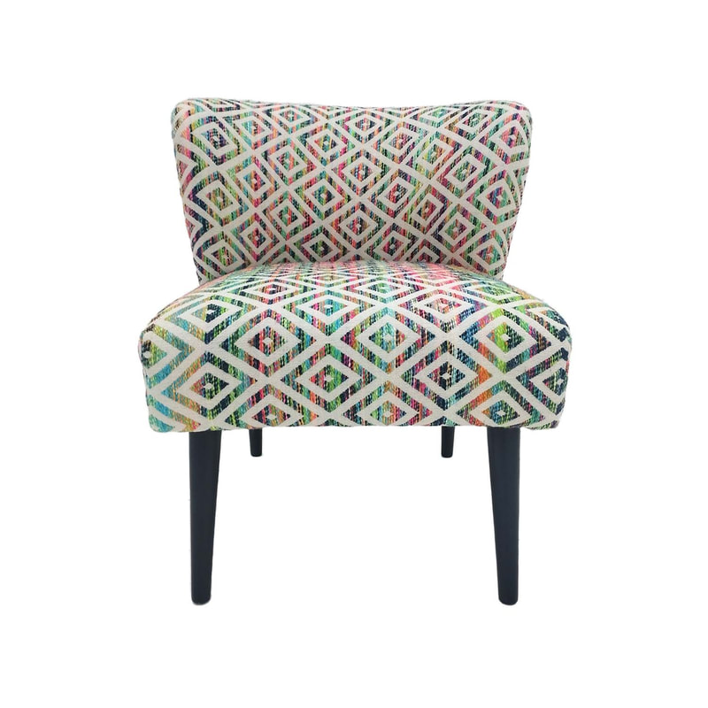 F-AC173-MC Arcus accent chair in multi-coloured fabric with black wooden legs 
