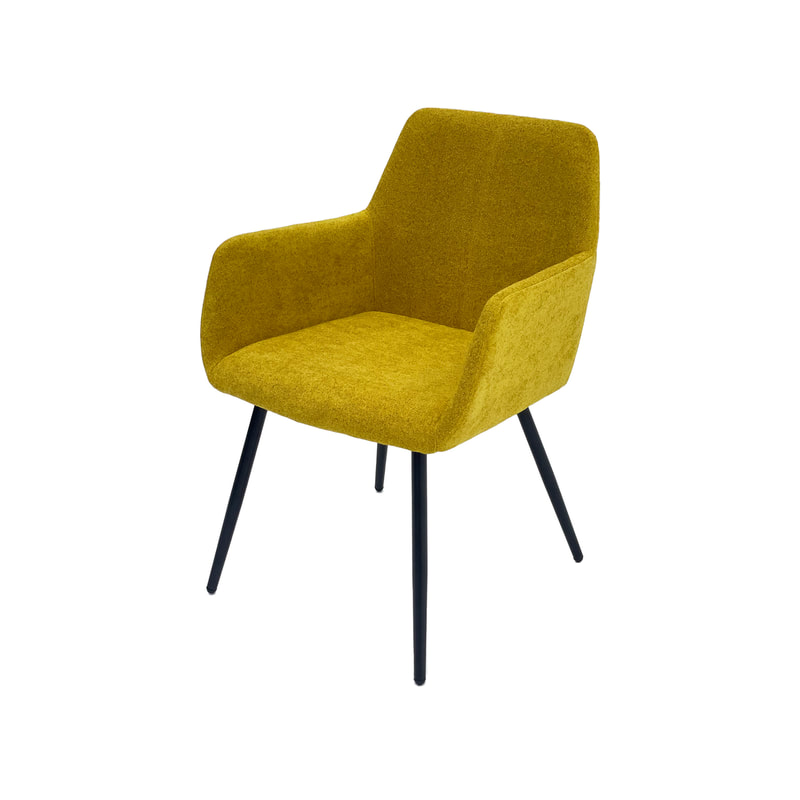 F-AR103-MY Lucas armchair in mustard yellow fabric with black legs