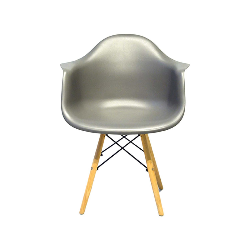 F-AR130-GY Eames armchair in grey with wooden legs 