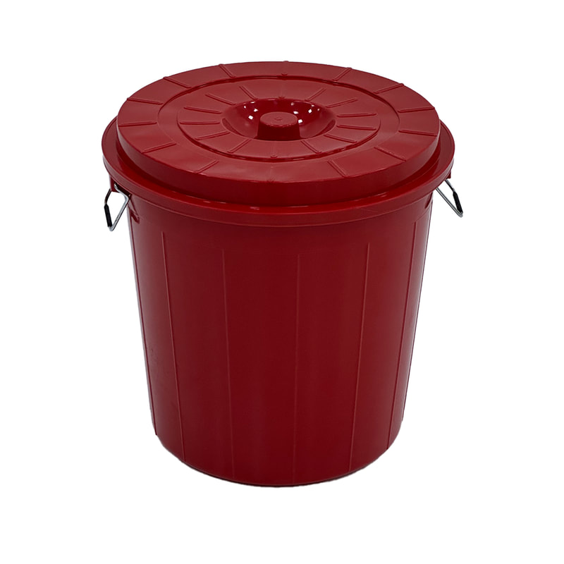 F-BI122-DR Type 2 Site bin in dark red with a separate lid