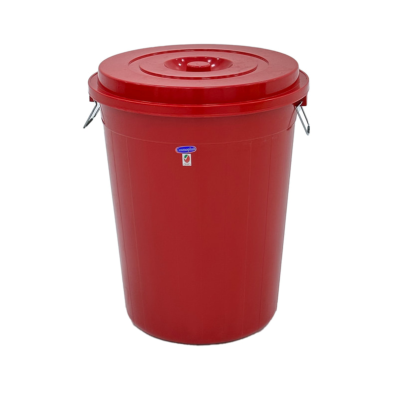 F-BI123-DR Type 3 Site bin in dark red with a separate lid