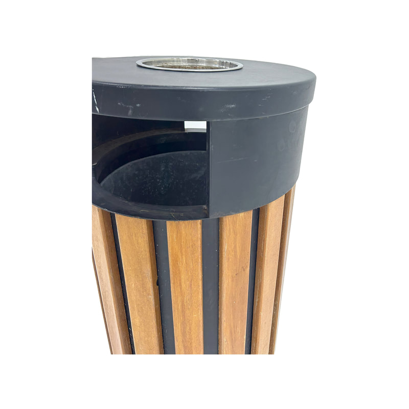 F-BI142-BB Type 2 Wooden bin in black & brown with a metal ashtray