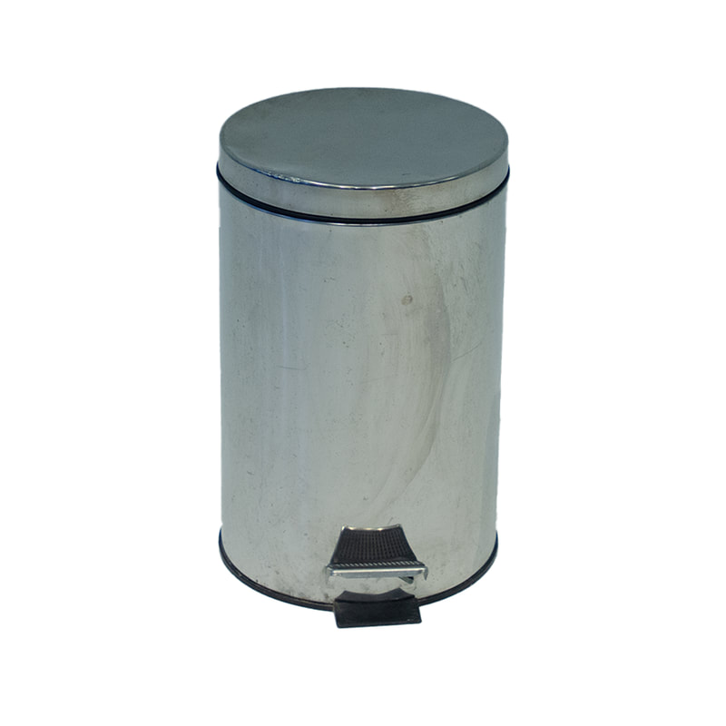 F-BI161-SI Type 1 Steel bin in silver with a foot pedal