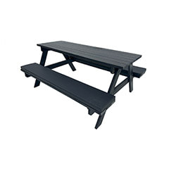 F-BK401-BL Type 1 Picnic bench in black. Seats 6-8 people with a combination of black seat pads 