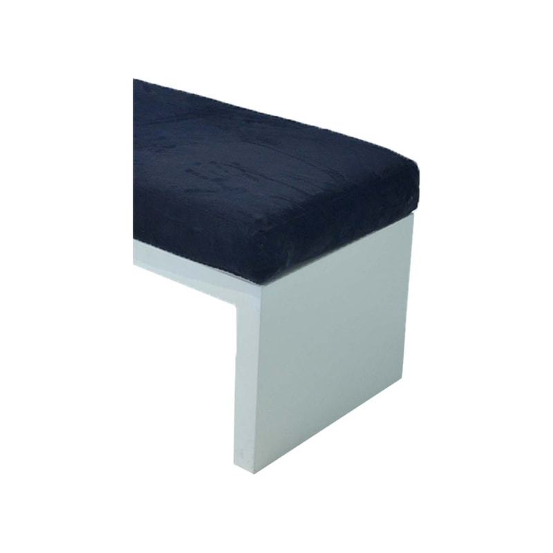 F-BN101-BL Milan bench with black seat pad and base in white paint finish