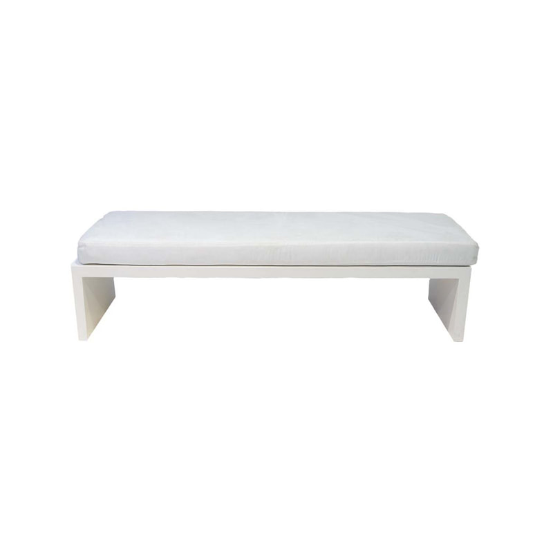 F-BN101-WH Milan bench with white seat pad and base in white paint finish