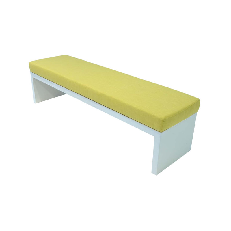 F-BN101-YL Milan bench with yellow seat pad and base in white paint finish