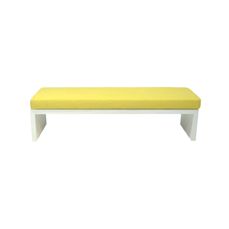 F-BN101-YL Milan bench with yellow seat pad and base in white paint finish
