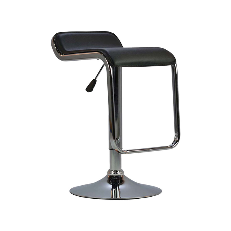 F-BS102-BL Thomas barstool in black leatherette with adjustable stainless steel base & footrest