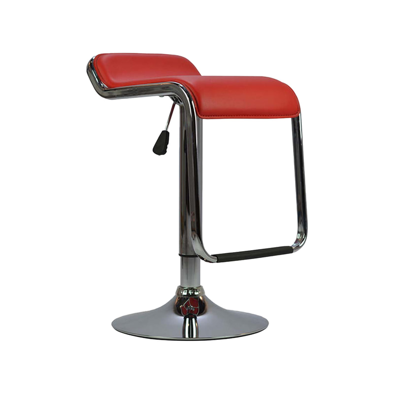 F-BS102-RE Thomas barstool in red leatherette with adjustable stainless steel base & footrest