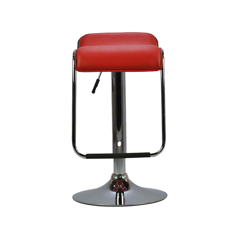 F-BS102-RE Thomas barstool in red leatherette with adjustable stainless steel base & footrest