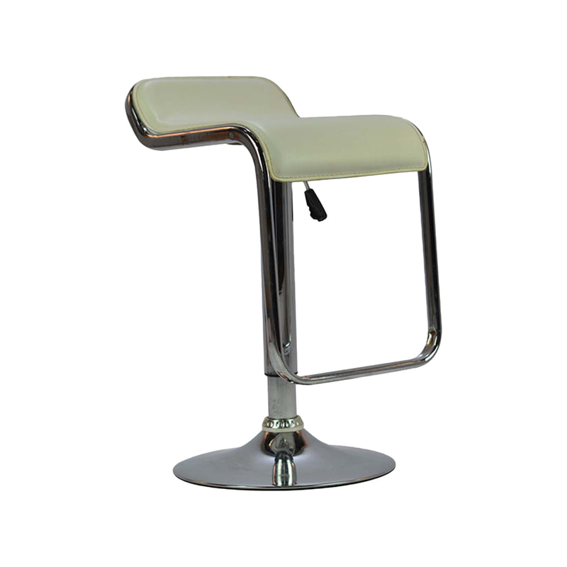 F-BS102-WH Thomas barstool in white leatherette with adjustable stainless steel base & footrest