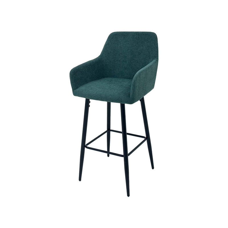 F-BS103-EG Lucas barstool in emerald green fabric with black legs