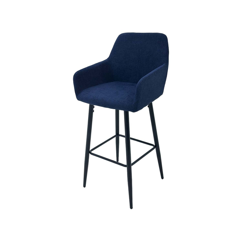 F-BS103-MB Lucas barstool in midnight blue fabric with black legs
