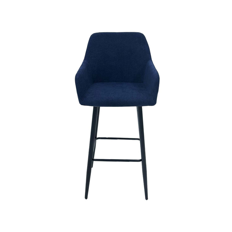 F-BS103-MB Lucas barstool in midnight blue fabric with black legs