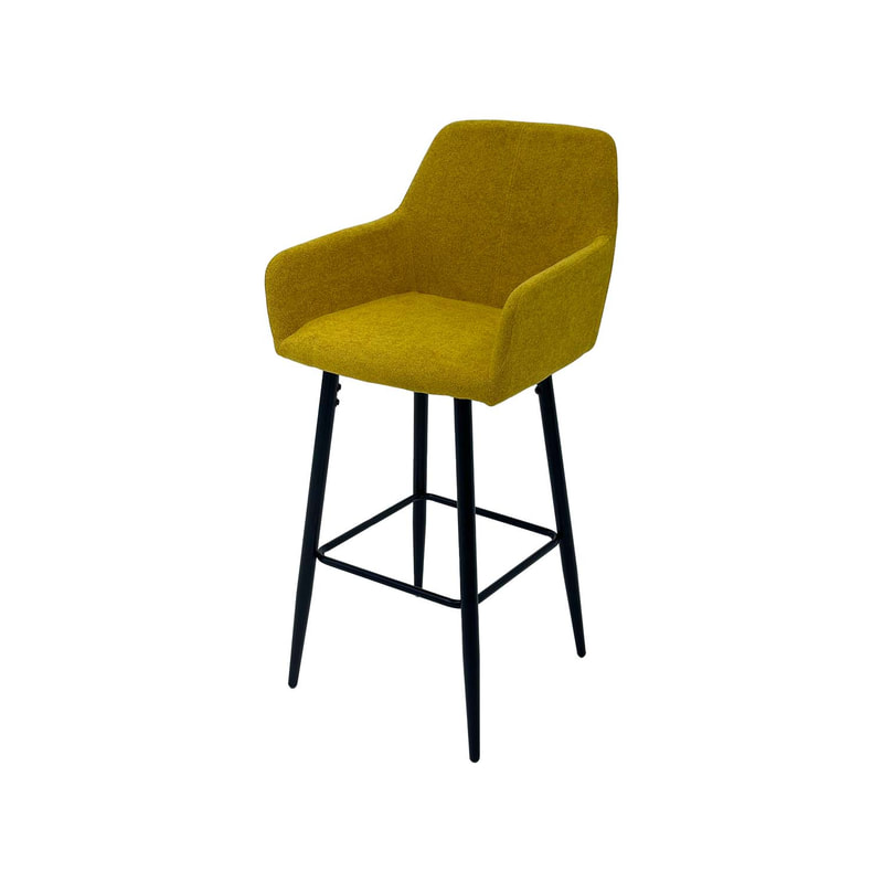 F-BS103-MY Lucas barstool in mustard yellow fabric with black legs