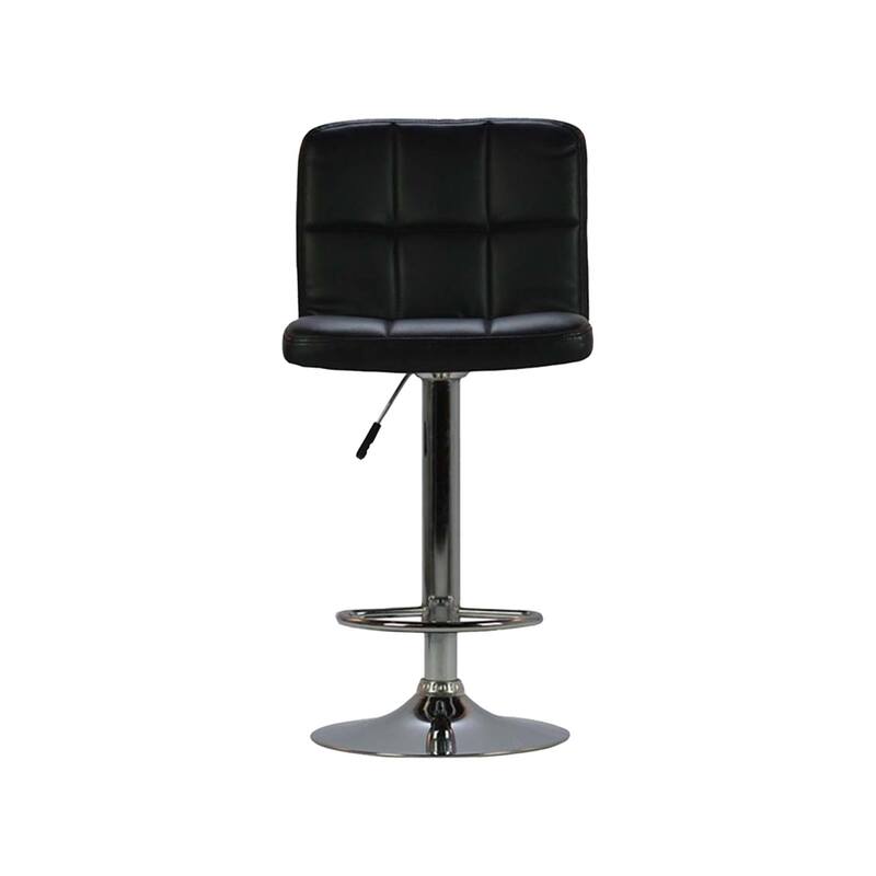 F-BS104-BL Evans barstool in black leatherette with stainless steel adjustable base & footrest - ( 45cm x 40cm x 105cm )