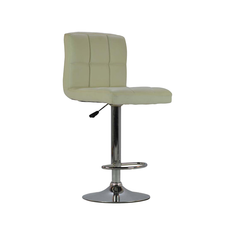 F-BS104-WH Evans barstool in white leatherette with stainless steel adjustable base & footrest - ( 45cm x 40cm x 105cm )