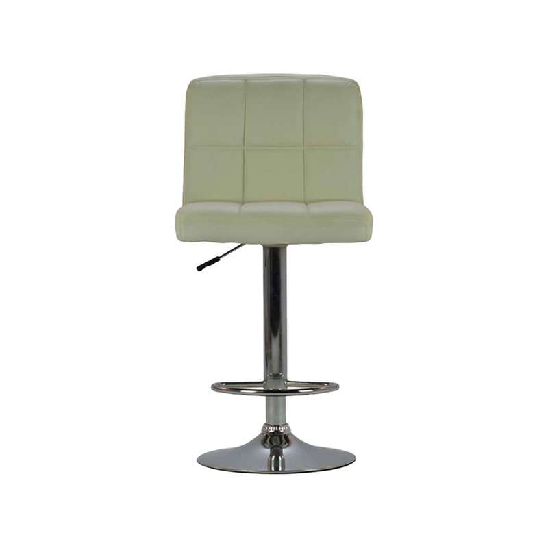 F-BS104-WH Evans barstool in white leatherette with stainless steel adjustable base & footrest - ( 45cm x 40cm x 105cm )
