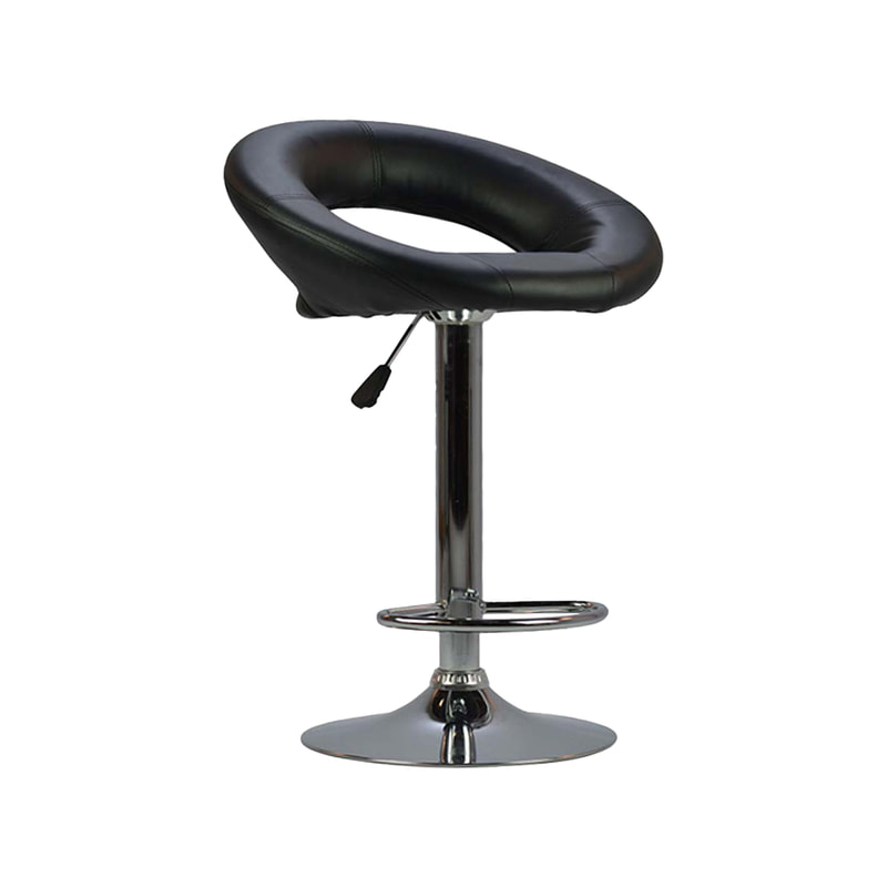 F-BS105-BL James barstool in black leatherette with stainless steel adjustable base & footrest