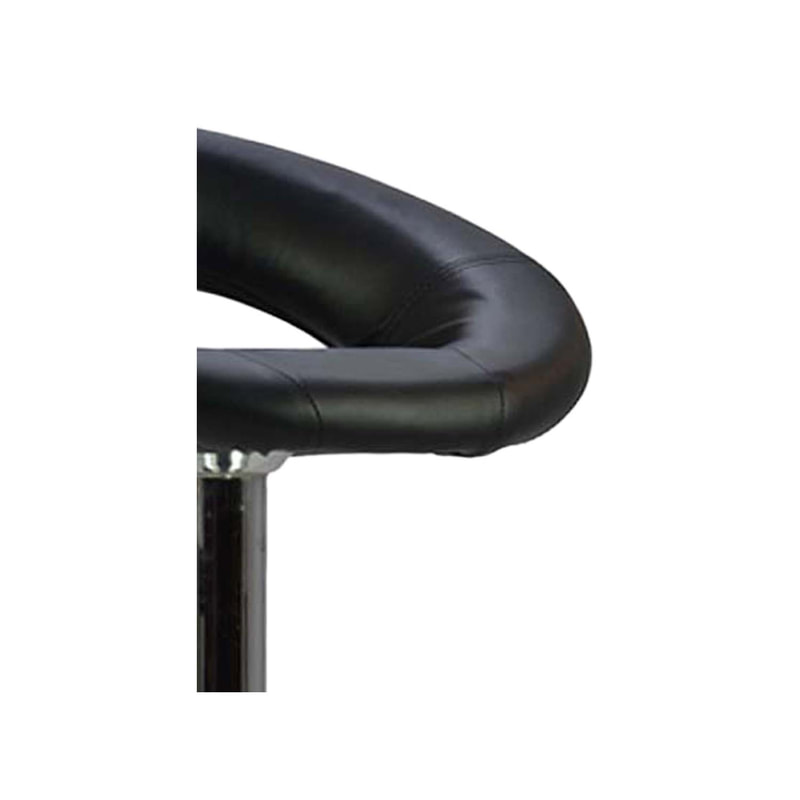 F-BS105-BL James barstool in black leatherette with stainless steel adjustable base & footrest
