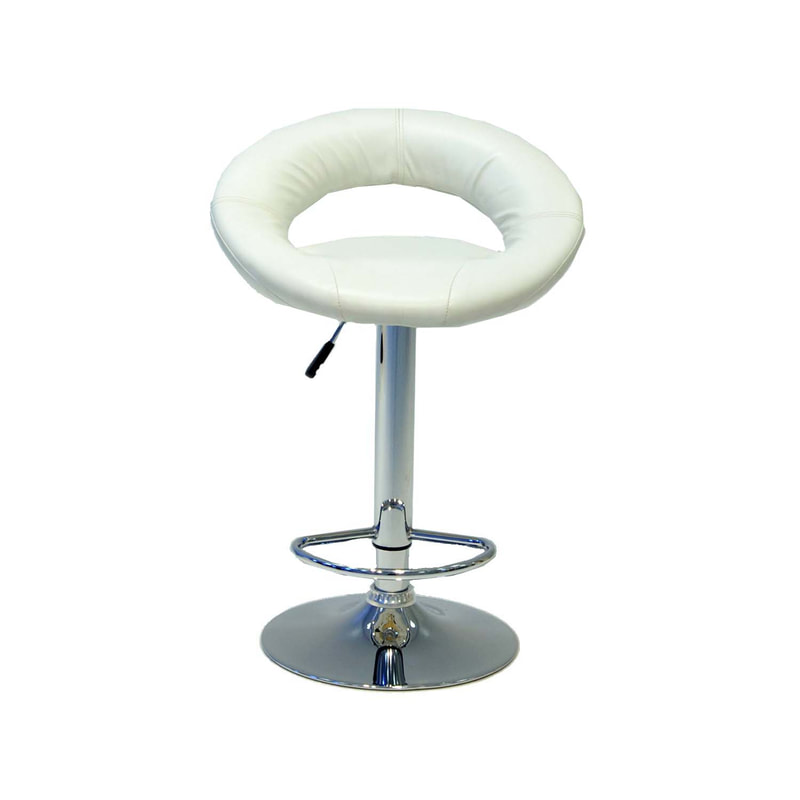 F-BS105-WH James barstool in white leatherette with stainless steel adjustable base & footrest