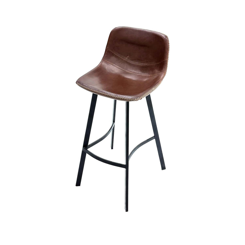 F-BS111-BR Antico barstool in brown leatherette with black metal legs 