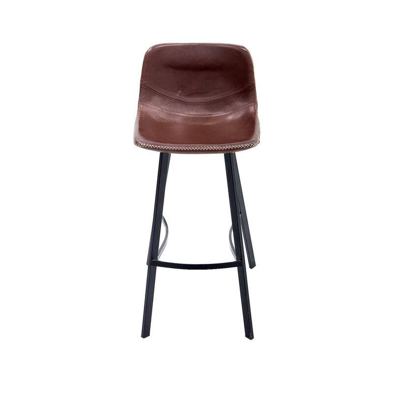 F-BS111-BR Antico barstool in brown leatherette with black metal legs 
