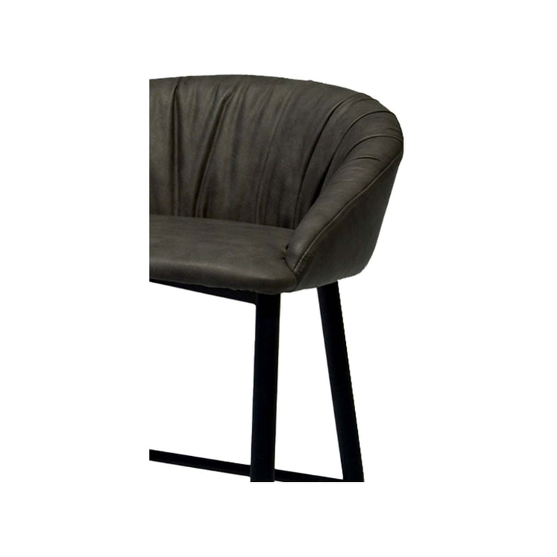 F-BS115-GY Geneva barstool in grey suede fabric with black metal legs