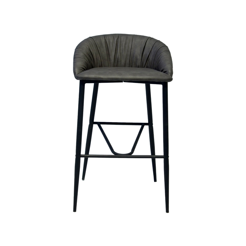 F-BS115-GY Geneva barstool in grey suede fabric with black metal legs