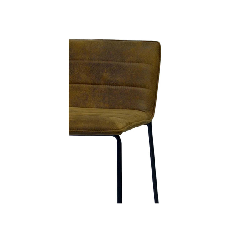 F-BS117-BR Clark barstool in brown suede fabric with black metal legs