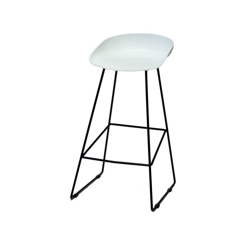 F-BS118-WH Silvie barstool in white with black metal legs