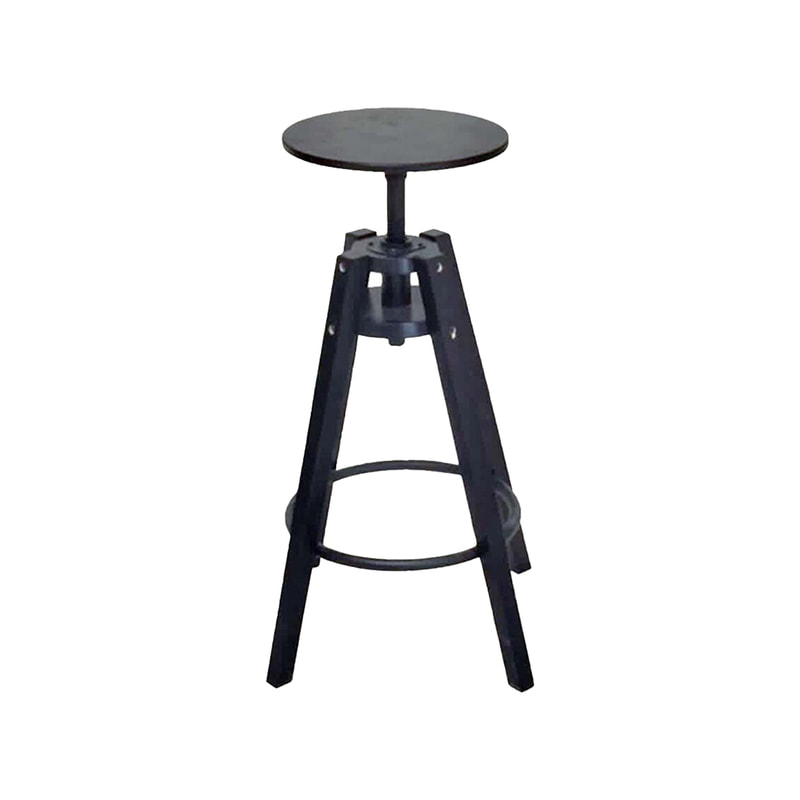 F-BS119-BL Axel wooden barstool in black with adjustable seat and black wooden legs
