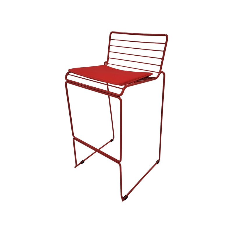 F-BS126-RE Isla barstool with red metal frame