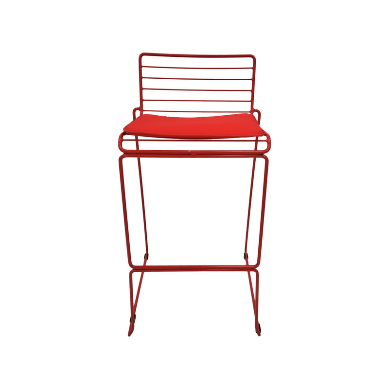 F-BS126-RE Isla barstool with red metal frame
