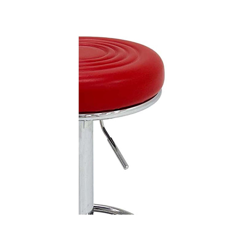 F-BS128-RE Tern barstool with red leatherette top and adjustable stainless steel base & footrest