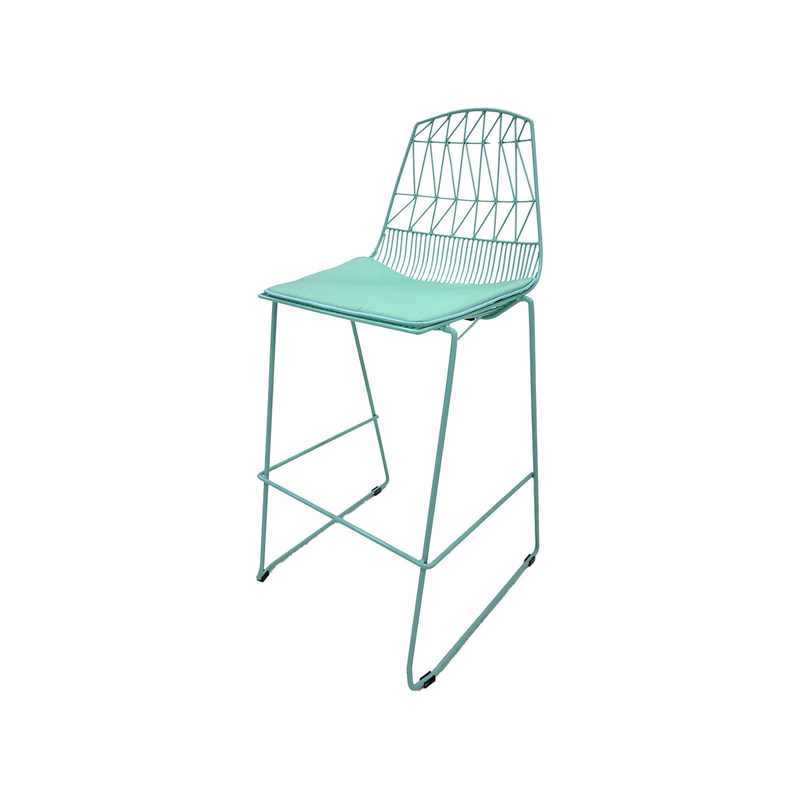 F-BS129-GM Arrow barstool with mint green metal frame
