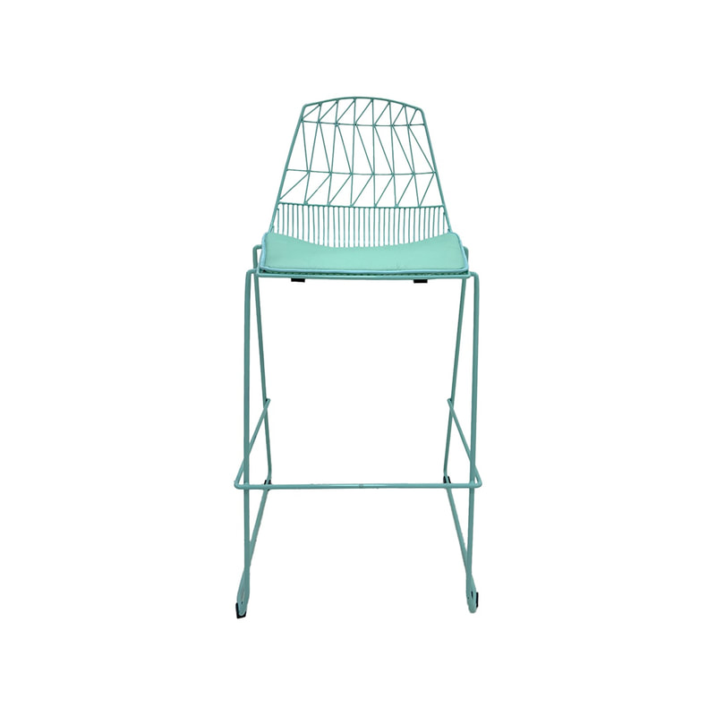 F-BS129-GM Arrow barstool with mint green metal frame