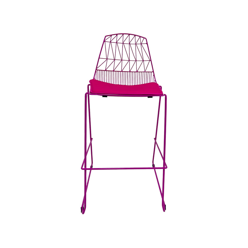 F-BS129-HP Arrow barstool with hot pink metal frame