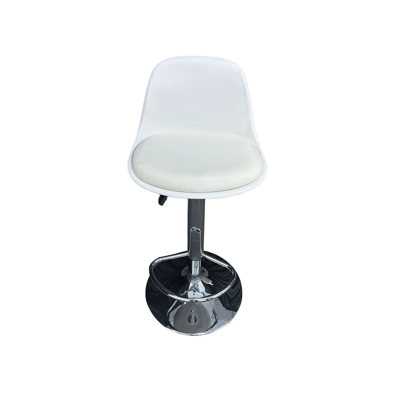 F-BS149-WH Fletcher barstool in white with adjustable stainless steel base