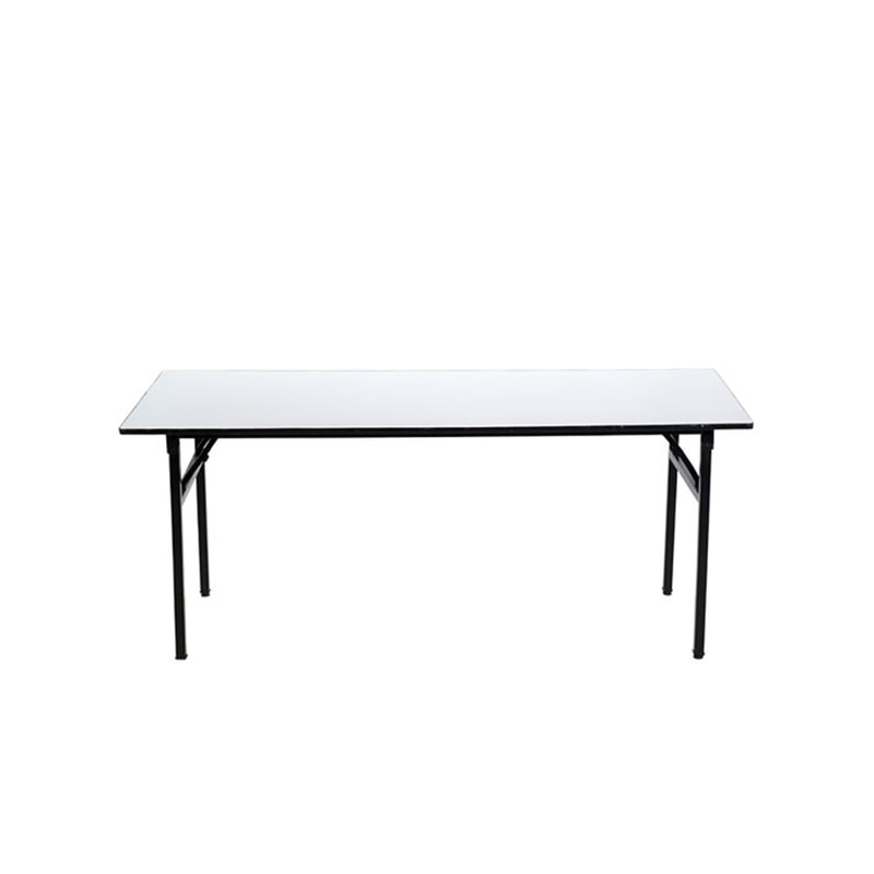 F-BT101-BW Type 1 6ft rectangular banquet table in white with foldable legs 