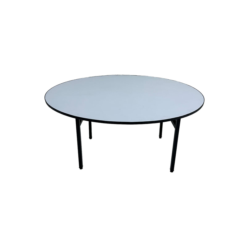 F-BT202-BW Type 1 5ft round banquet table in white with foldable legs