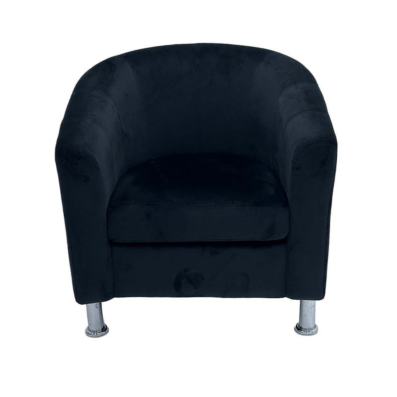 F-CC101-BL Humphrey club chair in black suede fabric with metal legs