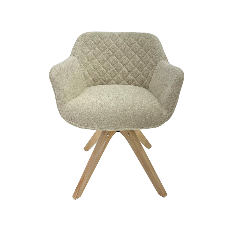 F-CC111-BE Edison club chair in beige fabric with wooden legs